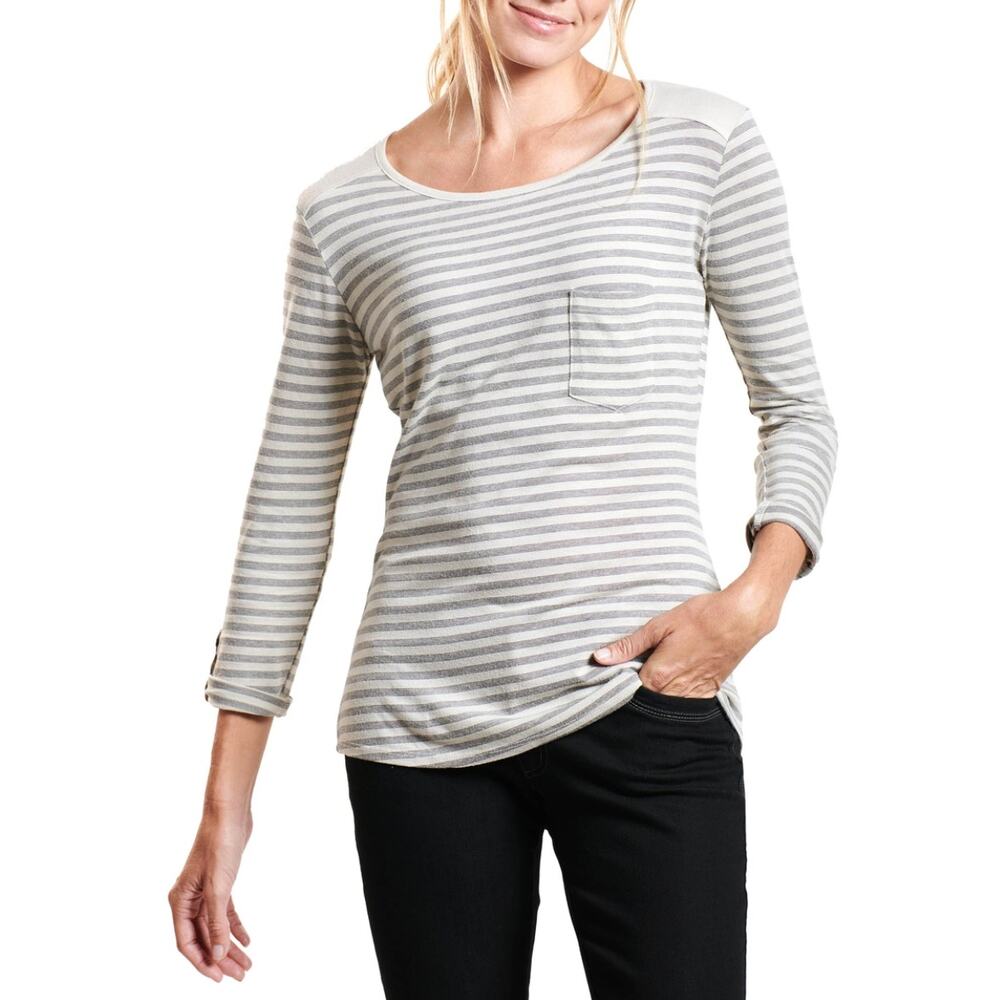 Kuhl Striped Dove Jive Cotton Gray Top